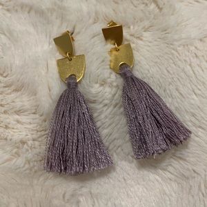 Madewell lavender and gold tassel earrings